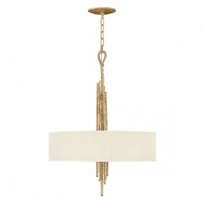 SPYRE 6 light artisan drum shade ceiling pendant with champagne gold detailing