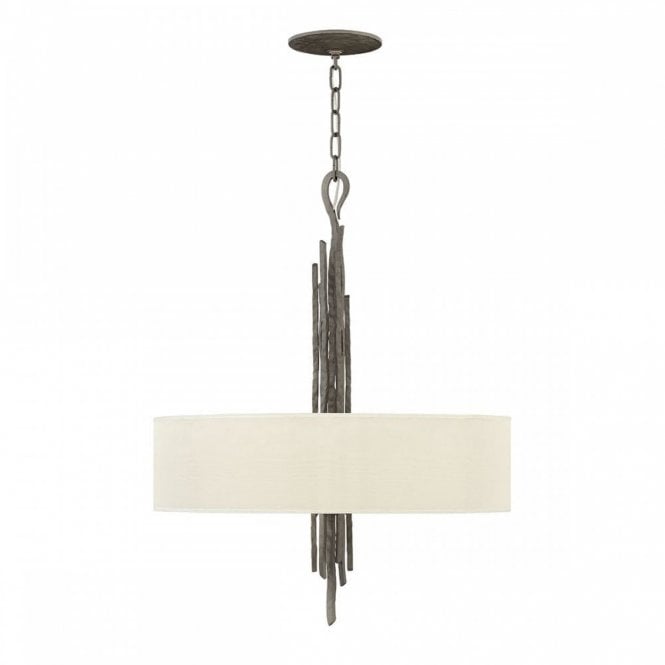 SPYRE 6 light artisan drum shade ceiling pendant with metallic matt bronze detailing