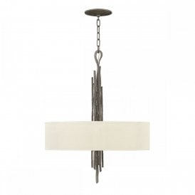 SPYRE 6 light artisan drum shade ceiling pendant with metallic matt bronze detailing