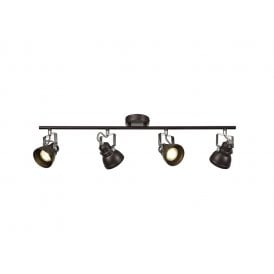 STAGE 4 light ceiling spotlight bar in oiled bronze with chrome detailing