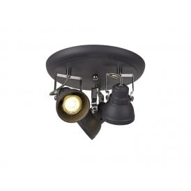 STAGE cluster of 3 ceiling spotlights in matt grey with chrome detailing