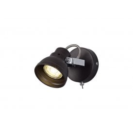 STAGE switched wall spotlight in oiled bronze with chrome detailing