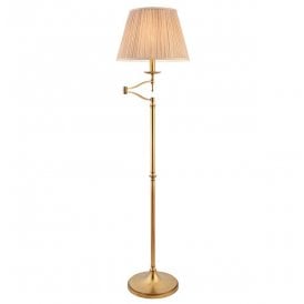 STANFORD swing arm traditional standard lamp in aged brass