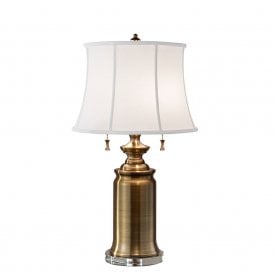 STATEROOM antique brass table lamp with shade