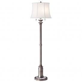 STATEROOM antique nickel standard lamp with shade