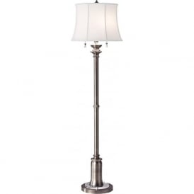 STATEROOM antique nickel standard lamp with shade