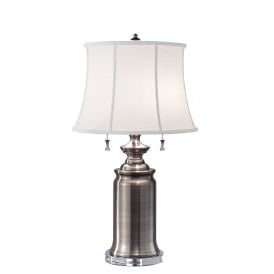 STATEROOM antique nickel table lamp with shade