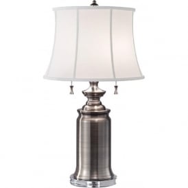 STATEROOM antique nickel table lamp with shade