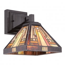 STEPHEN Art Deco style Tiffany wall light on bronze fitting
