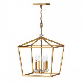 STINSON Distressed Brass lantern pendant/ Semi Flush