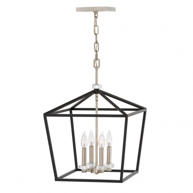 STINSON Large Polished nickel and Black Pendant/ Semi-Flush