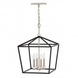black frame ceiling pendant with polished nickel 