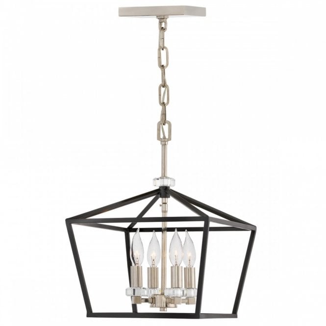 STINSON Medium Black and Polished Nickel Pendant/ Semi-Flush