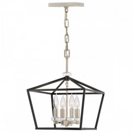 STINSON Medium Black and Polished Nickel Pendant/ Semi-Flush