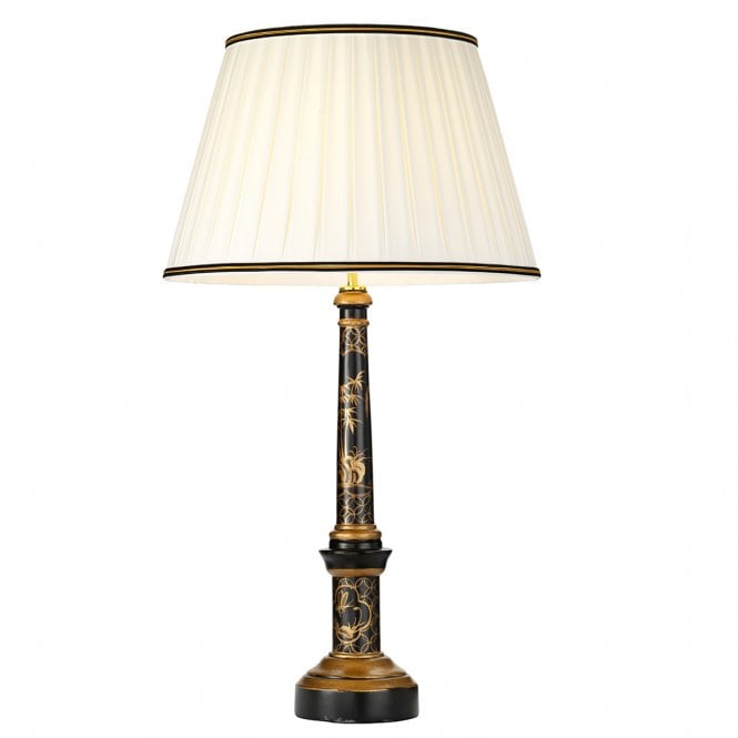 STRASBOURG Black and Gold Table Lamp | Box Pleat Empire Shade