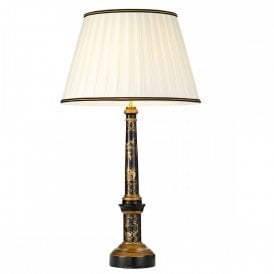 STRASBOURG Black and Gold Table Lamp | Box Pleat Empire Shade
