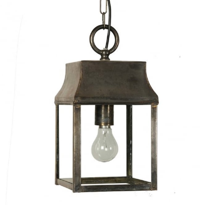 STRATHMORE traditional aged brass hanging hall lantern - small