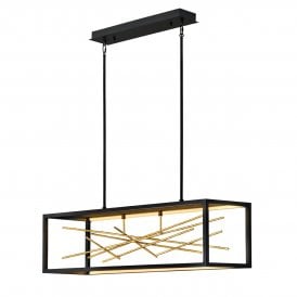 Black and gold branch integrated LED bar pendant 
