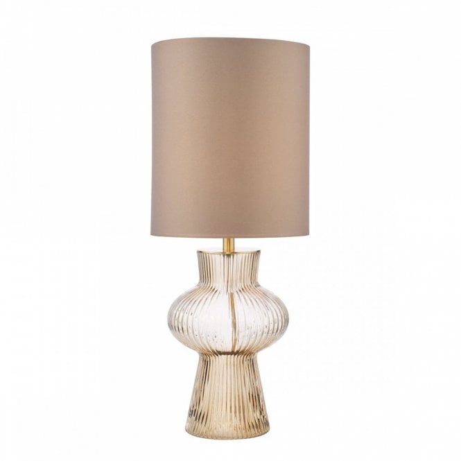 Suelita Brown Ribbed Glass Table Lamp with Shade