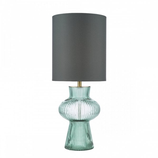 Suelita Green Ribbed Glass Table Lamp with Shade