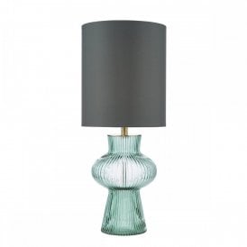 Green Ribbed Glass Table Lamp