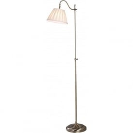 SUFFOLK rise and fall antique brass standard lamp with shade