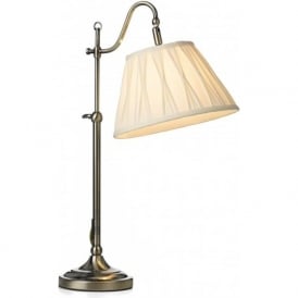 SUFFOLK rise and fall antique brass table lamp with shade