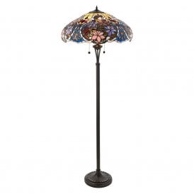 SULLIVAN Art Noveau style Tiffany standard lamp with floral pattern shade
