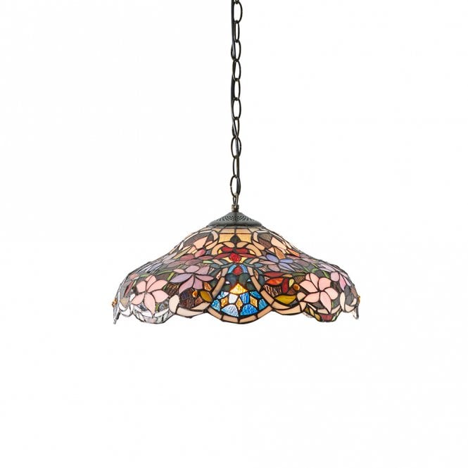 SULLIVAN colourful Tiffany Art Noveau ceiling pendant - medium