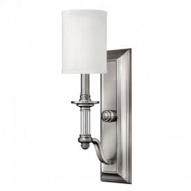 SUSSEX traditional pewter wall light with white shade