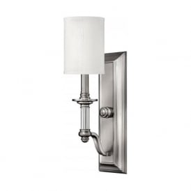 SUSSEX traditional pewter wall light with white shade