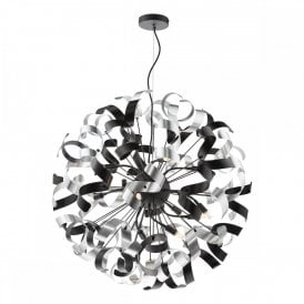 matte black pendant with black and aluminium ribbons