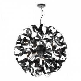 matte black pendant with black ribbons