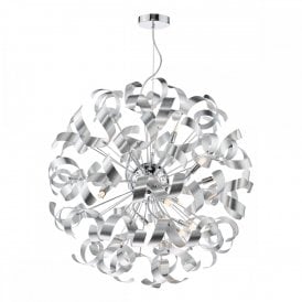 polished chrome pendant with aluminium ribbons