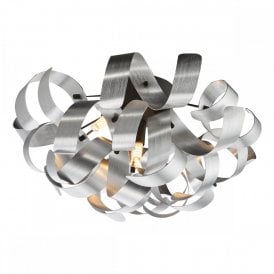 matte black flush ceiling light with aluminium ribbons