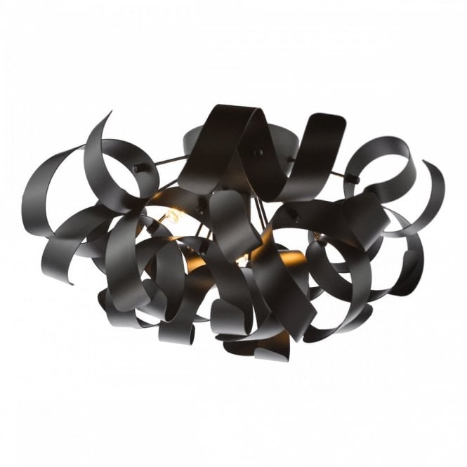Swash 4 Light Flush in Matte Black With Black Ribbons