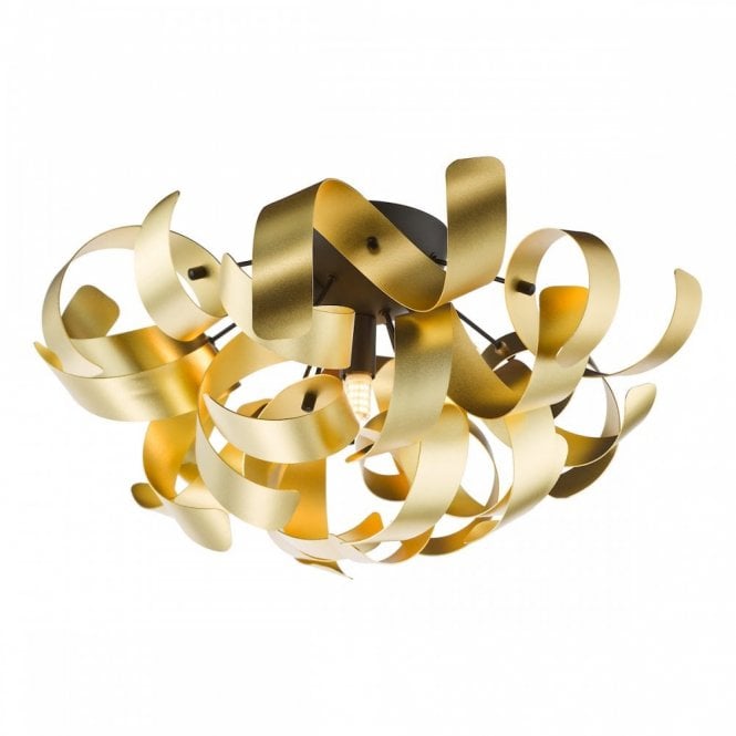 Swash 4 Light Flush in Matte Black with Gold Ribbons