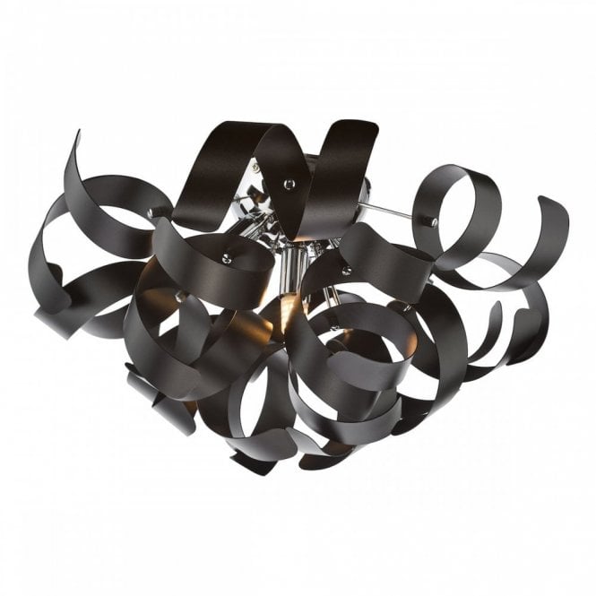 Swash 4 Light Flush in Polished Chrome with Black Ribbons