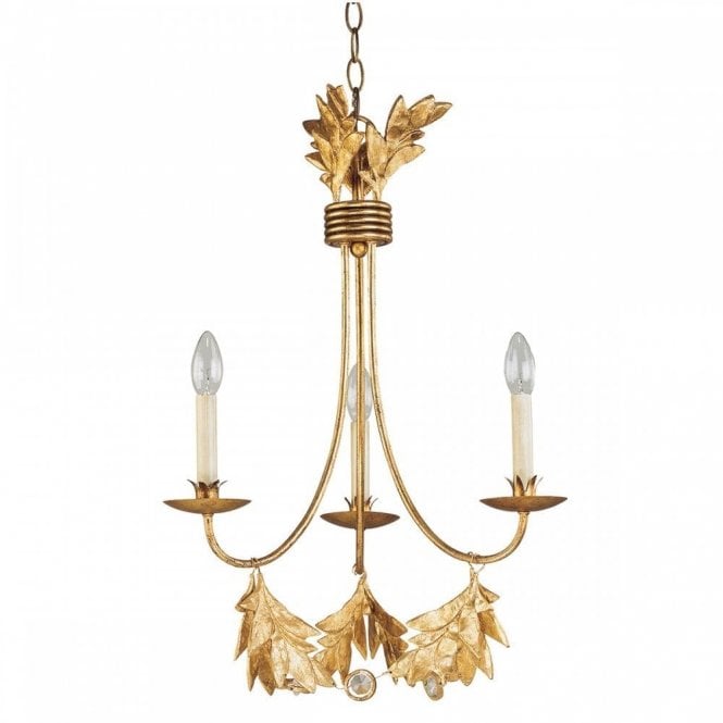 SWEET OLIVE decorative gilded gold chandelier with 3 candle lights