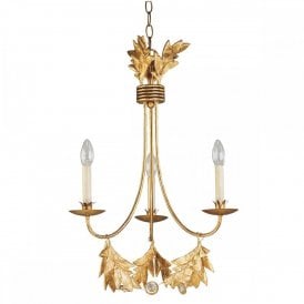 SWEET OLIVE decorative gilded gold chandelier with 3 candle lights
