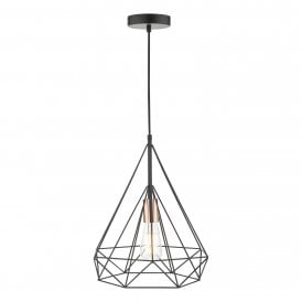 Ceiling Pendant Black and Copper Cage style