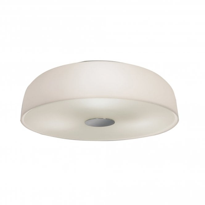 SYROS bathroom ceiling light wth opal glass dome shaped and chrome trim