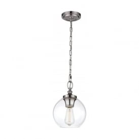 TABBY clear glass globe pendant shade hanging on nickel suspension