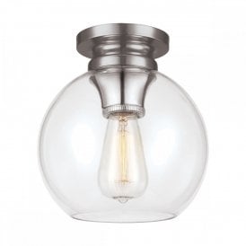 TABBY flush fitting glass globe ceiling light on nickel fitting