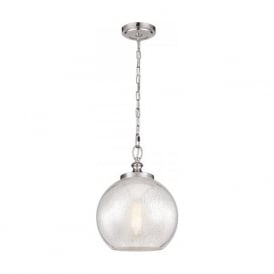 TABBY silver leaf glass globe pendant shade hanging on steel suspension