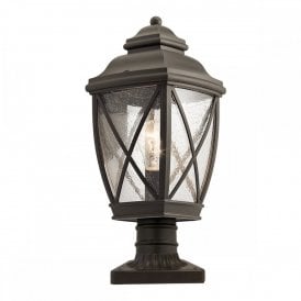 TANGIER traditional old bronze pedestal lantern with seeded glass