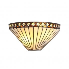TANYA cream Tiffany wall light with diamond pattern border