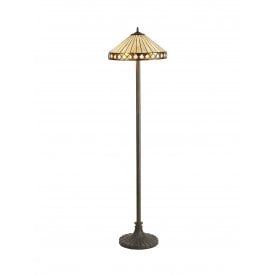 TANYA Tiffany 2 Light Stepped Floor Lamp 40cm Amber, Cream, Crystal, Antique Brass