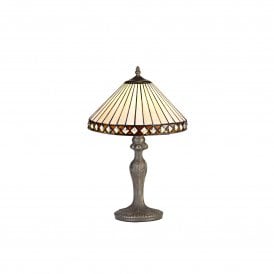 TANYA Tiffany Curved Table Lamp 30cm Amber, Cream, Crystal, Antique Brass