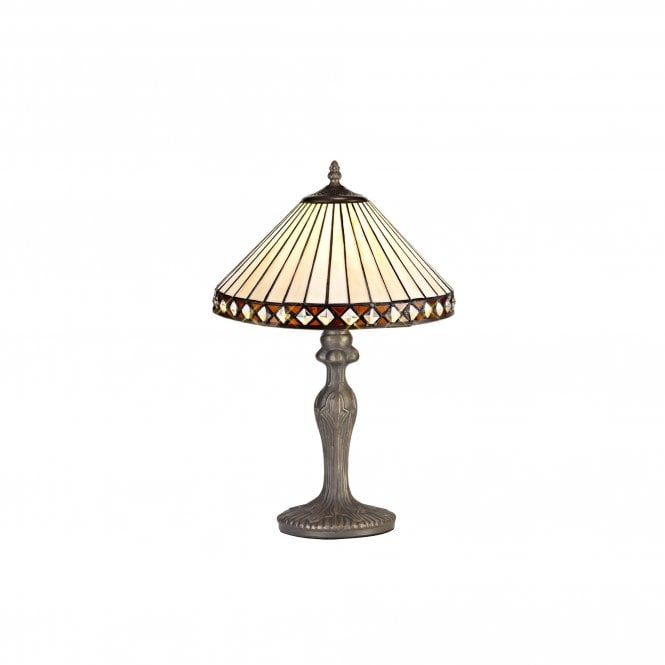 TANYA Tiffany Curved Table Lamp 30cm Amber, Cream, Crystal, Antique Brass